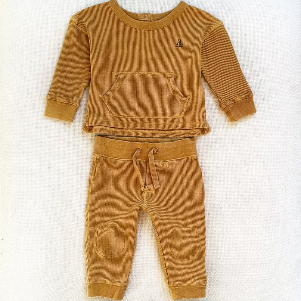 Gap baby waffle outfit- 12-18M mustard